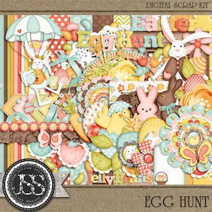 Zestaw do cyfrowego scrapbookingu „Easter or Spring Egg Hunt”, Święta, pory roku