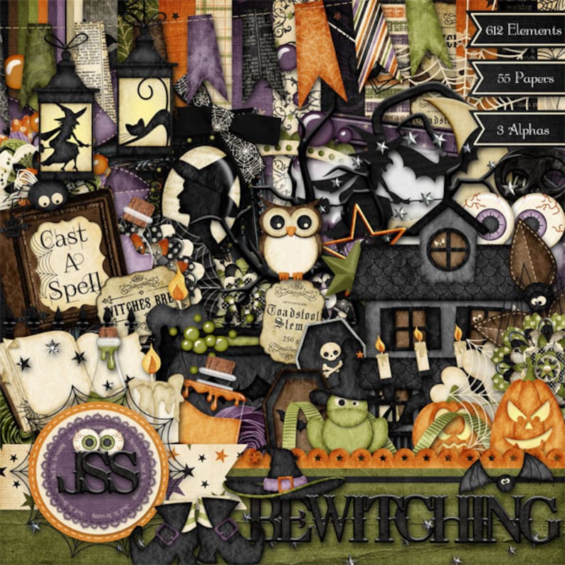 Bewitching Halloween Digital Scrapbooking Kit Collection - Etsy