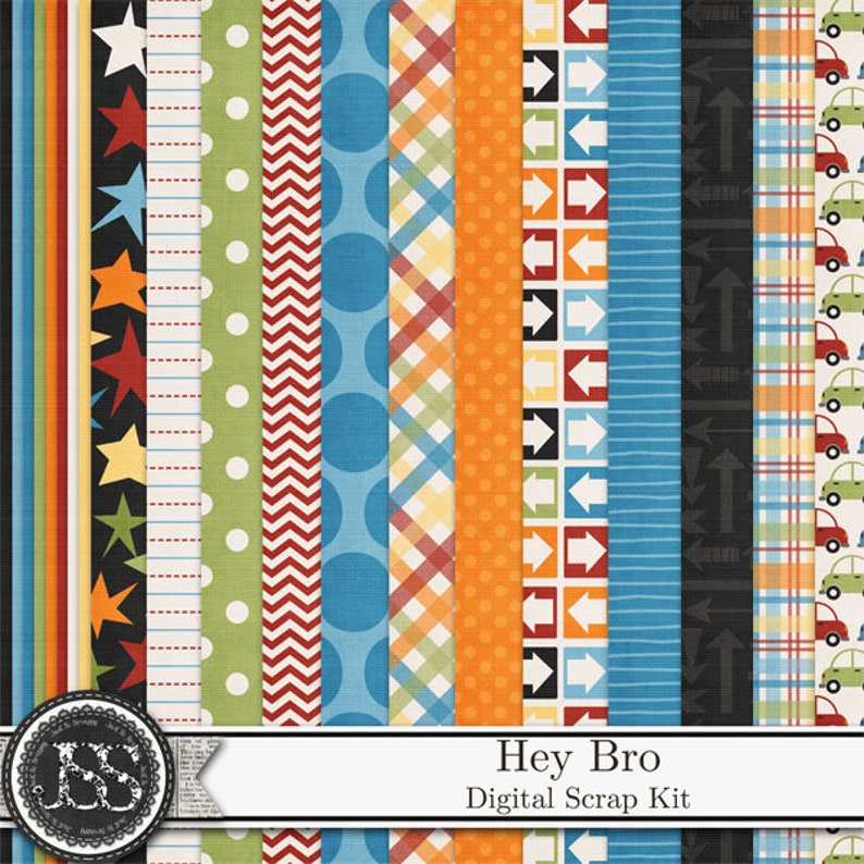 Hey Bro 12x12 Digital Scrapbook Kit, Brothers, Masculine, Boys - Etsy