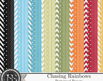 Chasing Rainbows Pattern Papers, Digital Scrapbooking Kit, Patterns and Backgrounds