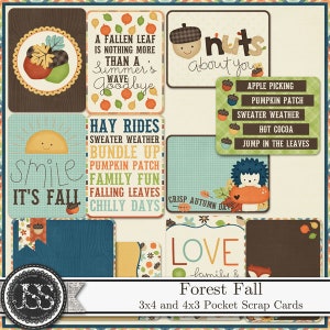 Wald Herbst Herbst Tasche Scrapbook Cards, Digital Scrapbook Kit, Embellishments, Project Life