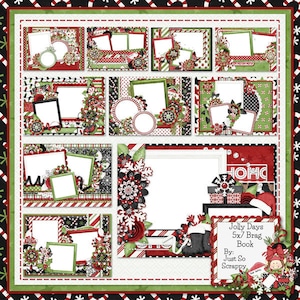 Kerstmis, vakantie, Jolly Days 5x7 opscheppen boekpagina's, digitale Scrapbook Kit, Instant Download