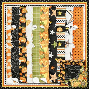 Jack O Lantern Halloween Worn and Torn Holiday Papers for Digital Scrapbooking