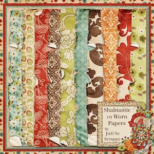Shabtastic Digital Scrapbook Kit Worn Papers Pack - Digital Scrapbooking