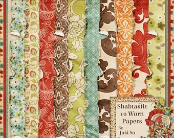 Shabtastic Digital Scrapbook Kit Worn Papers Pack - Digital Scrapbooking