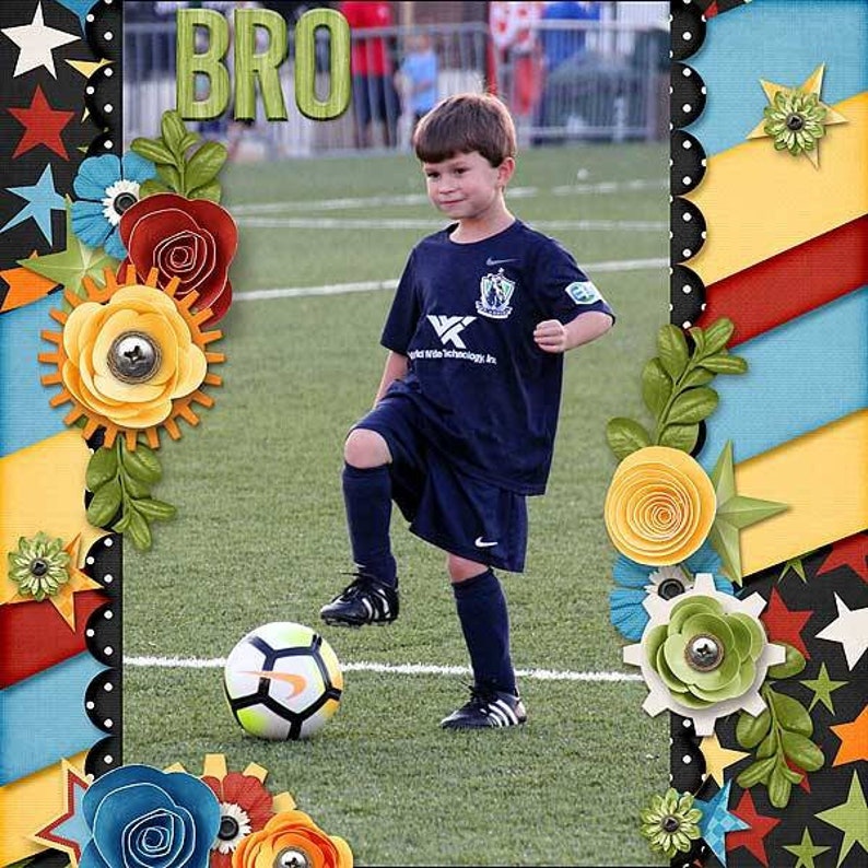Hey Bro 12x12 Digital Scrapbook Kit, Brothers, Masculine, Boys - Etsy