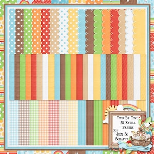 Kit de álbum de recortes digital Two By Two: paquete de papeles adicionales - Scrapbooking digital