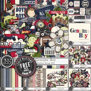 Echter Junge 12x30 Digital Scrapbook Kit Bundle, männlich