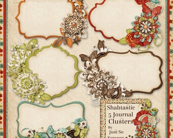 Shabtastic Digital Scrapbook Kit Journal Cluster Cards - Digital Scrapbooking