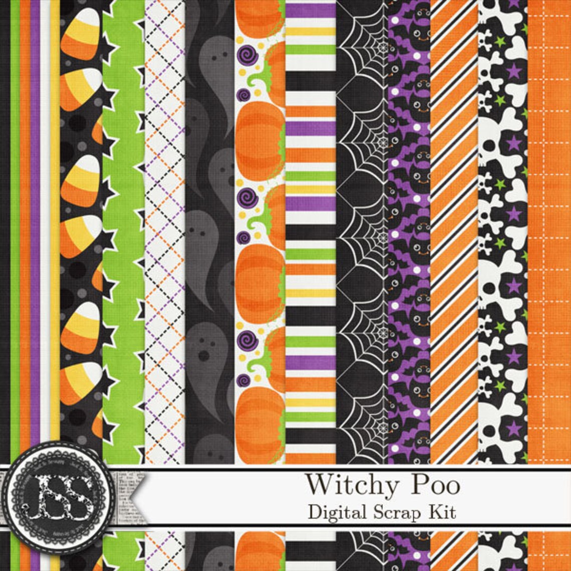 Witchy Poo Halloween 12x12 Digital Scrapbook Kit - Etsy
