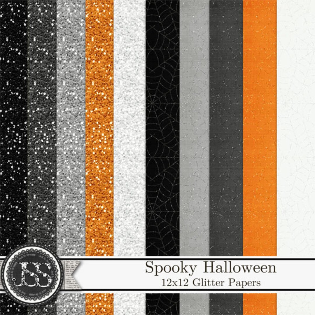 Spooky Halloween 12x12 Glitter Papers, Digital Scrapbooking Kit ...