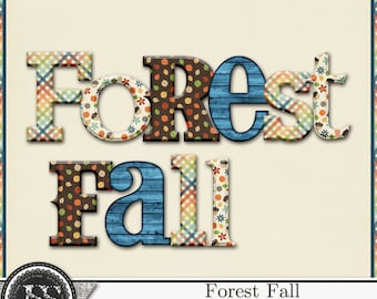 Forest Fall Autumn Alphabets, Digital Scrapbook Kit, Embellishments