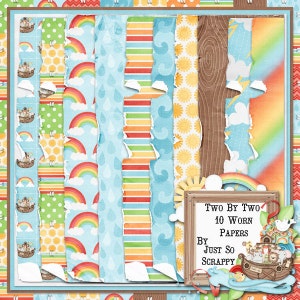 Kit de álbum de recortes digital Two By Two: paquete de papeles desgastados y rasgados - Scrapbooking digital