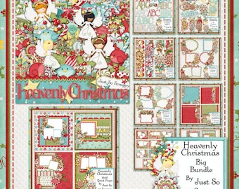 Christmas Heavenly Christmas Digital Scrapbooking Kit Collection, Holiday, Sesasonal,Angels