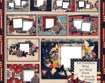 Let Freedom Ring Fourth Of July Brag Book Digital Scrapbook Kit - Digital Scrapbooking