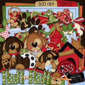 Scrapbooking Digital Ruff Ruff - Kit Scrapbook Digital
