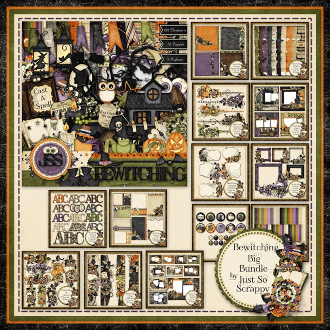 Bewitching Halloween Digital Scrapbooking Kit Collection - Etsy