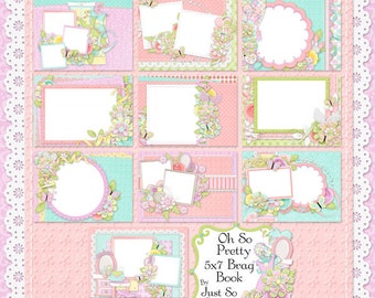 Oh So Pretty Digital Scrapbook Kit 5x7 Brag Book - Digital Scrapbooking