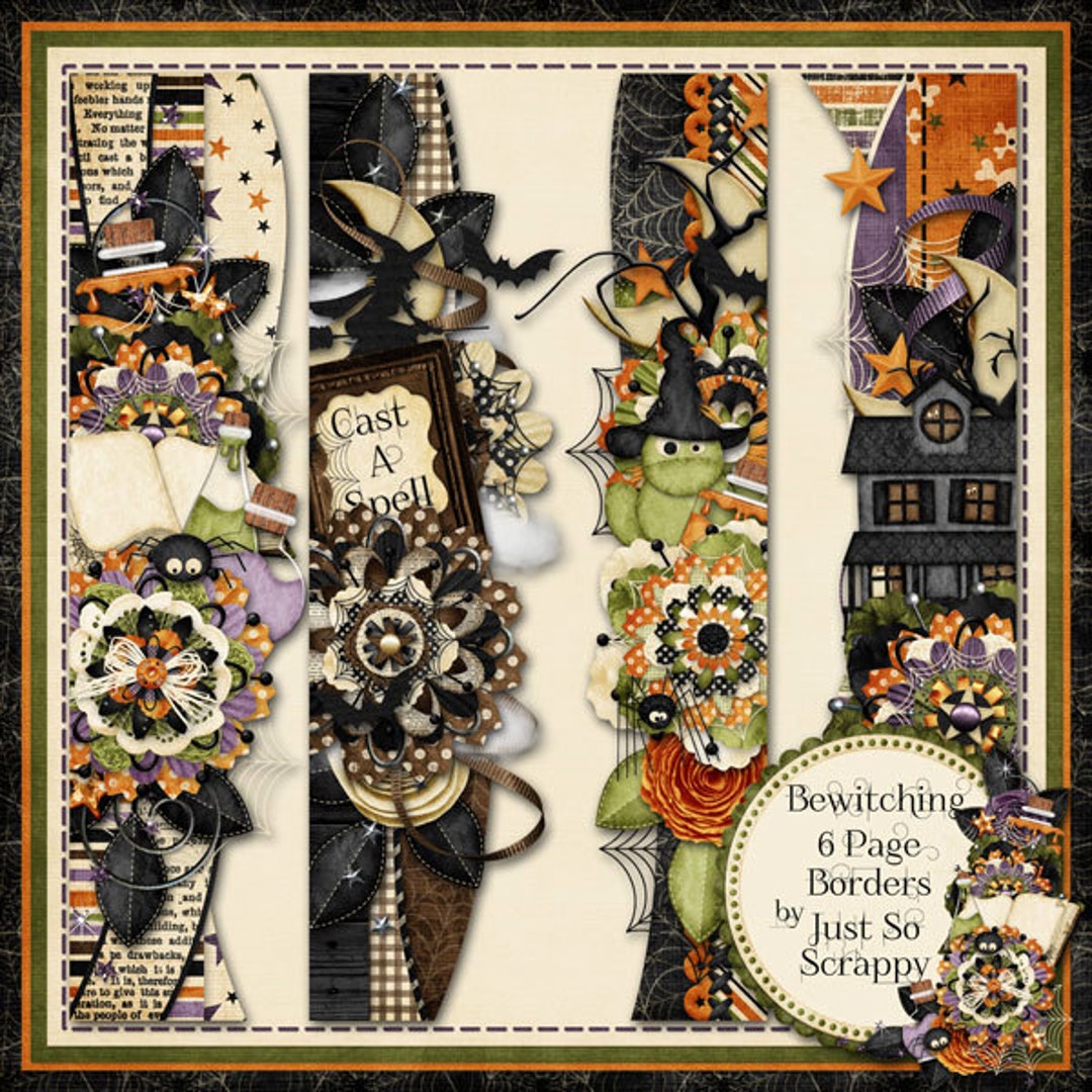 Digital Scrapbooking Kit Bewitching Halloween Page Borders - Digital ...