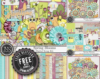 Spring Blooms 12x12 Digital Scrapbook Kit Bundle