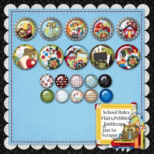 Digital Scrapbooking Kit School Rules Flairs - Digital Scrap Kit