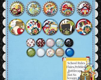 Digital Scrapbooking Kit School Rules Flairs - Digital Scrap Kit