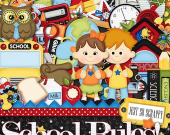 Digital Scrapbooking Kit School Rules Kit - Digital Scrap Kit