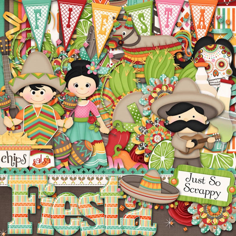 Digital Scrapbooking Kit Fiesta Digital Scrapbook Kit Etsy