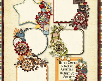 Happy Camper Digital Scrapbook Kit Journal Clusters - Digital Scrapbooking