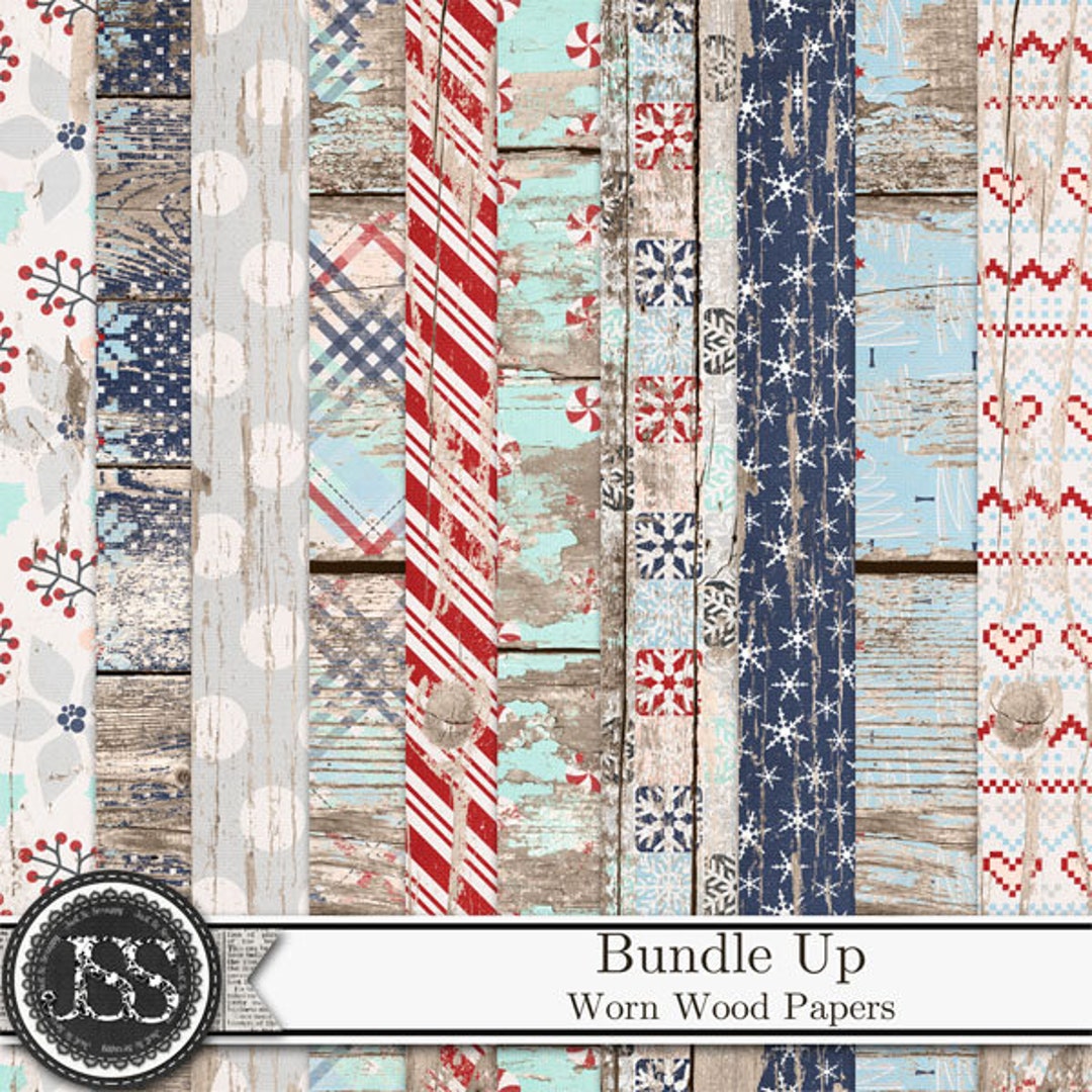 Bundle up 12x12 Worn Wood Shabby Pattern Papers, Digital Scrapbook Kit ...