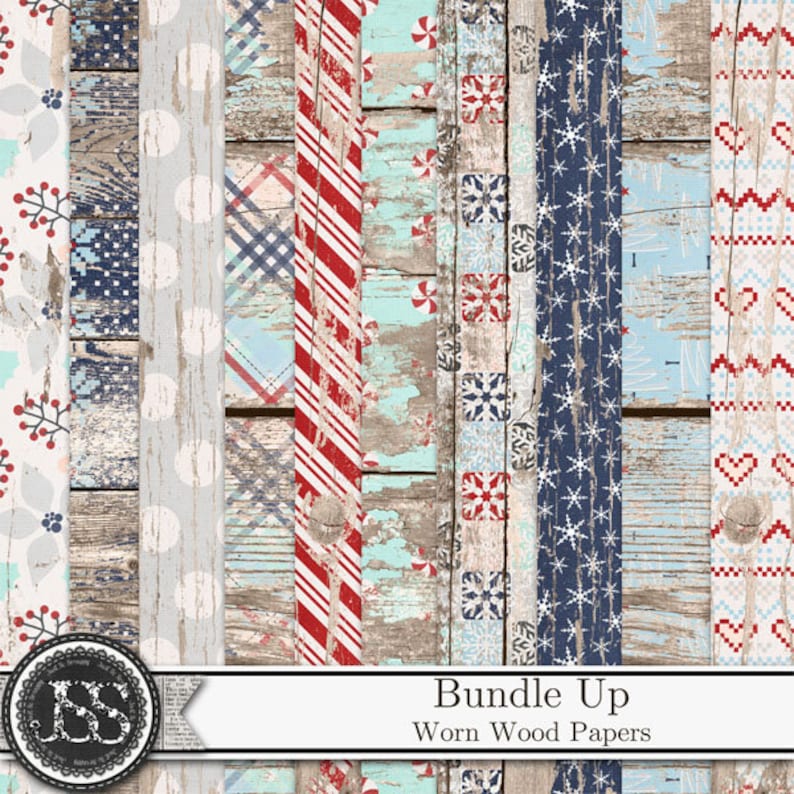 Bundle up 12x12 Worn Wood Shabby Pattern Papers, Digital Scrapbook Kit ...