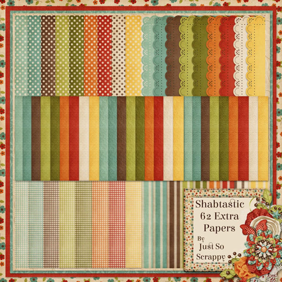 Shabtastic Digital Scrapbook Kit Extra Papers Pack - Digital ...