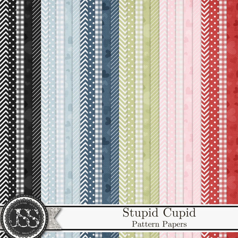 Stupid Cupid Valentine 12x12 Pattern Papers, Backgrounds,Digital Scrapbooking Kit image 1