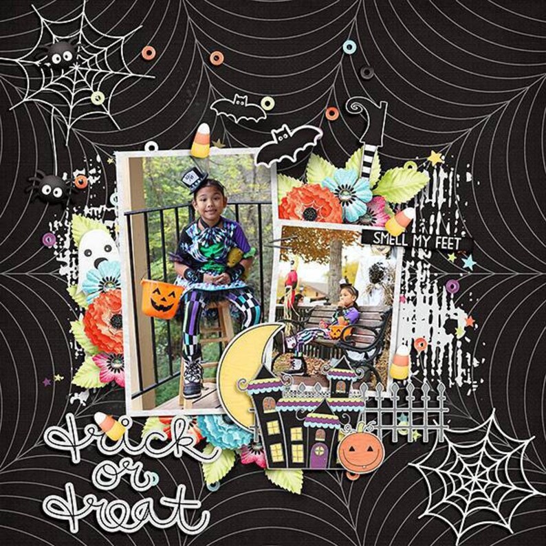 Spookalicious Halloween 12x12 Digital Scrapbook Kit Bundled Collection ...