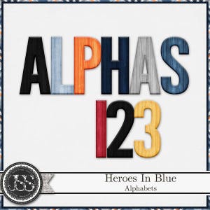 Heroes In Blue Police 12x12 Alphabets and Monograms for Digital Scrapbooking