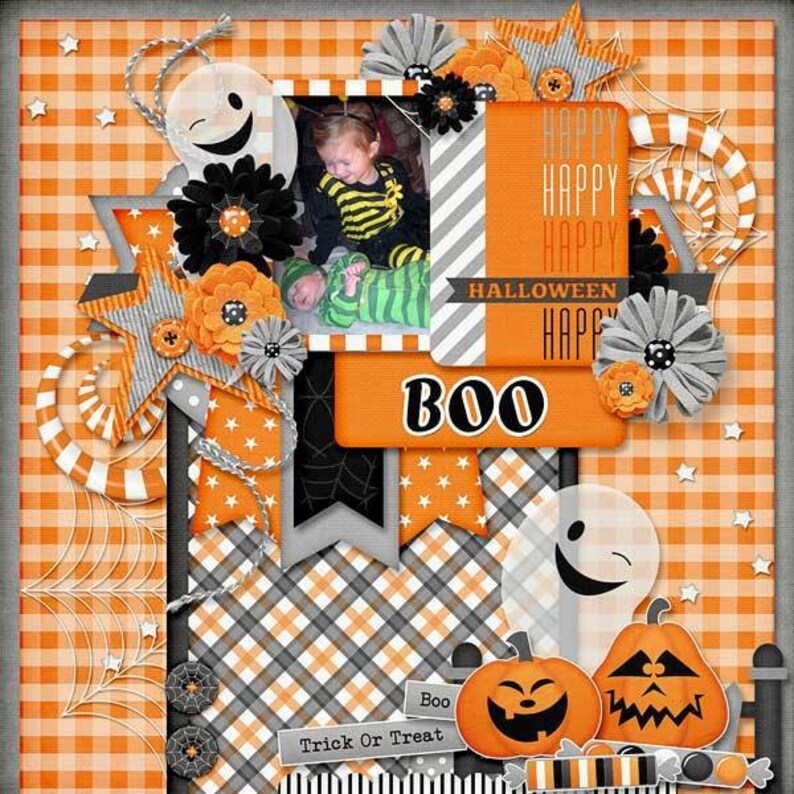 Spooky Halloween 12x12 Digital Scrapbooking Kit, Holiday, Kid Fun ...