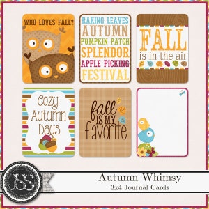Digitales Scrapbook Kit Herbst Whimsey Pocket Scrapbook Karten Verzierungen, Herbst, Project Life