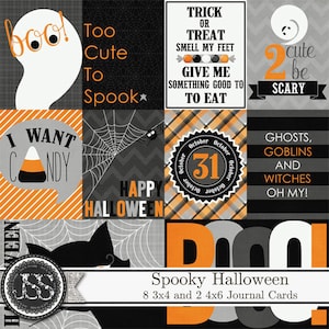 Gruseliges Halloween Journal and Pocket Scrap Karten, Project Life, Elements, Digital Scrapbooking Kit, Urlaub