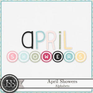 April Showers Spring Alphabets, Monograms, Digital Scrapbook Kit, Elements, Embellishments