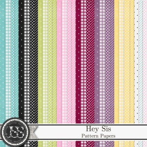 Hey Sis 12x12 Pattern Papers and Backgrounds, Digital Scrapbook Kit, Sisters, Femenine, Girls