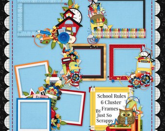 Digital Scrapbooking Kit School Rules Cluster Frames - Digital Scrap Kit