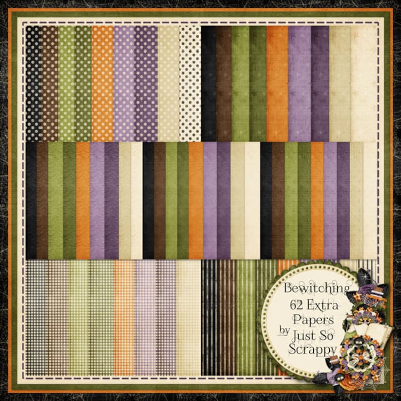 Bewitching Digital Scrapbook Kit Extra Pattern Papers Pack - Digital ...