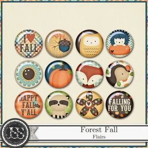 Forest Fall Autumn Flairs, Kit de álbum de recortes digital, Adornos