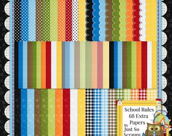 Digital Scrapbooking Kit School Rules Extra Papers Pack - Digital Scrap Kit