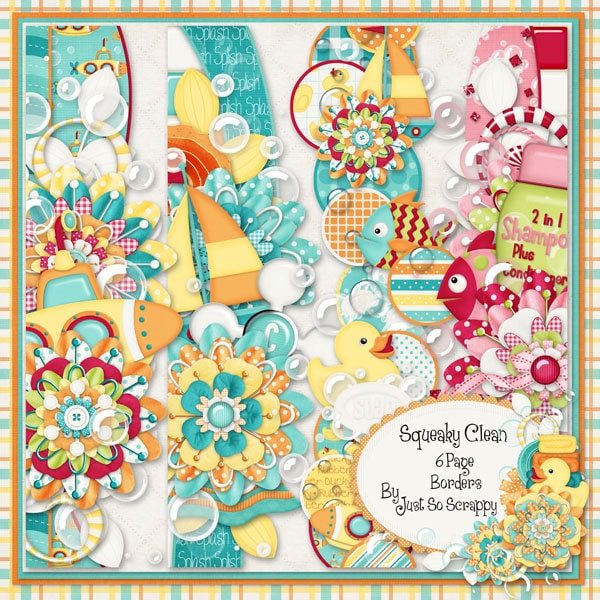 Squeaky Clean Digital Scrapbook Kit Page Borders - Digital Scrapbooking