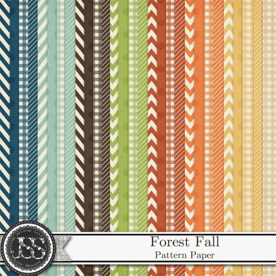 Forest Fall Autumn 12x12 Pattern Papers and Backgrounds, Digital ...