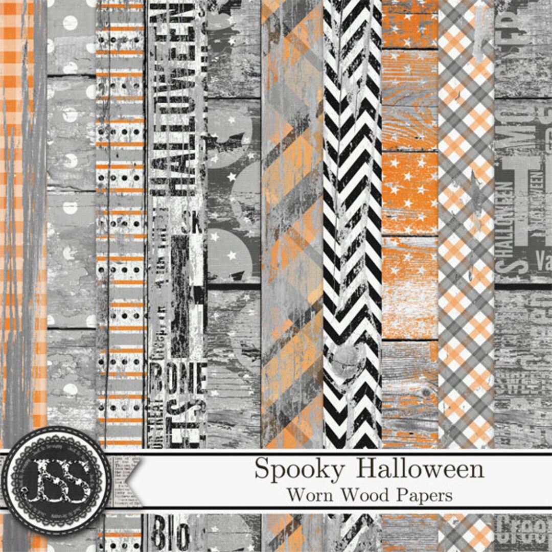 Spooky Halloween Worn Wood Shabby Background Papers, Digital ...