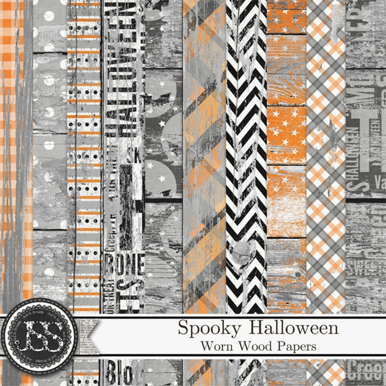 Spooky Halloween Worn Wood Shabby Background Papers, Digital ...