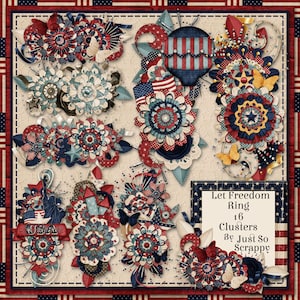 Clusters - Let Freedom Ring Fourth Of July Clusters Digital Scrapbook Kit - Digital Scrapbooking