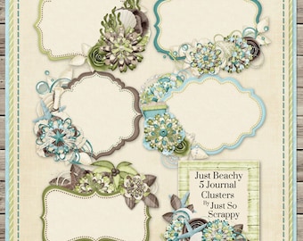 Just Beachy Digital Scrapbook Kit Clústeres de diarios - Scrapbooking digital